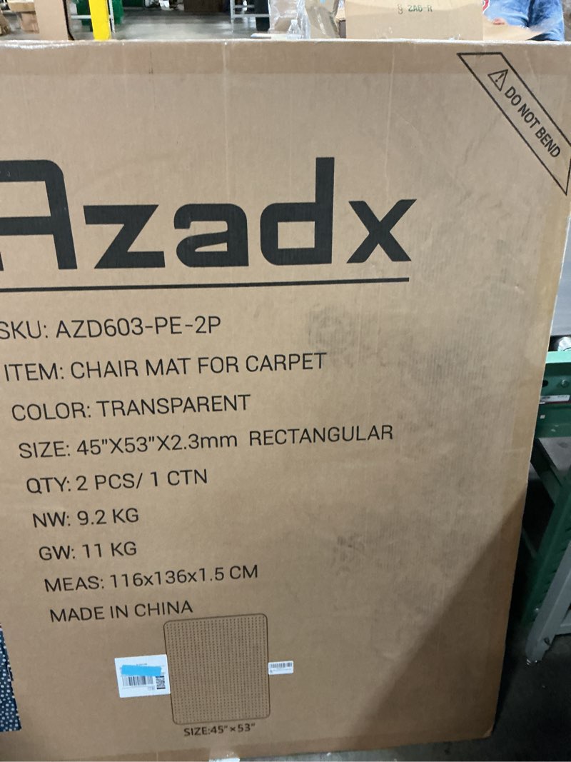 Condition photo showing New/Like New for azadx heavy duty office chair mat for carpet 45" x 53" hard material chair mat for carpeted floor non-slip carpet protector for office easy glide desk floor mat for office chair on carpets 2 pack 45" x 53" 2 pack