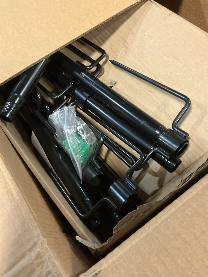 Condition photo showing As Is for 7 Pack 10 FT String Light Poles,Metal with Fork Lights Poles for Outdoor String Light, Rustproof Heavy Duty for Outside Garden,Patio,Wedding,Backyard,Deck,Party 7 Pack 10FT