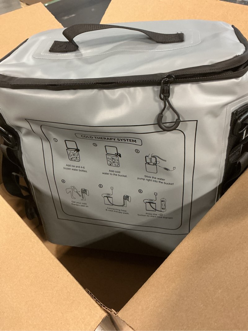 Condition photo showing As Is for cold therapy machine with timer, portable ice machine for knee after surgery, knee replacement recovery system with compression pad for shoulder, hip and ankle-gary