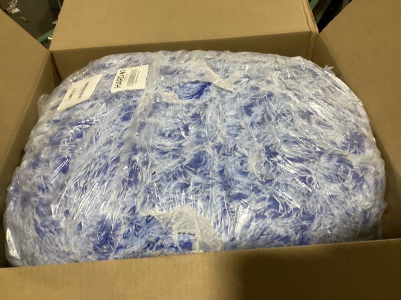 Condition photo showing Good Condition for fluffy bean bag chair for kids, 2.5ft round memory foam filled bean bag for teens & kids, ultra soft faux fur fabric bean bag chairs for playroom, living room, bedroom, blue small blue