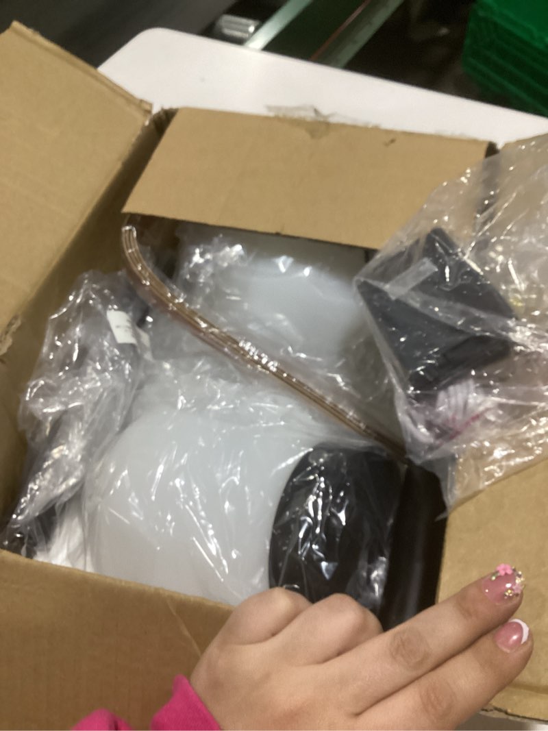 Condition photo showing Good Condition for Battery Operated Wall Sconces Set of 2, Wireless Globe Wall Lights with Remote Control Warm/Natural/Daylight/RGB Dimmable Wall Lamps Bedroom Living Room, Decorative Lights with Dim Lighting Effect Black