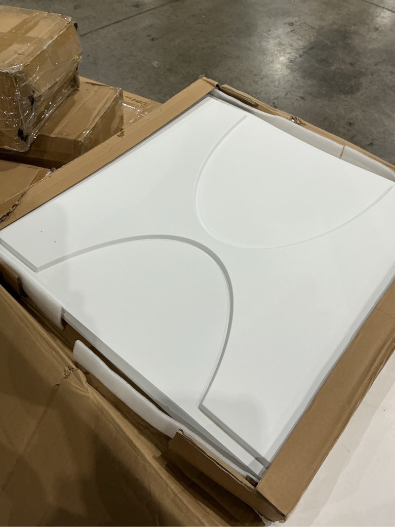 Condition photo showing Good Condition for 24 pcs 2x2 ft double-arch design decorative ceiling tiles, 24x24 inch 3d modern minimalist ceiling panels, pvc waterproof cuttable material ideal for living room bedroom cover 96 sq.ft