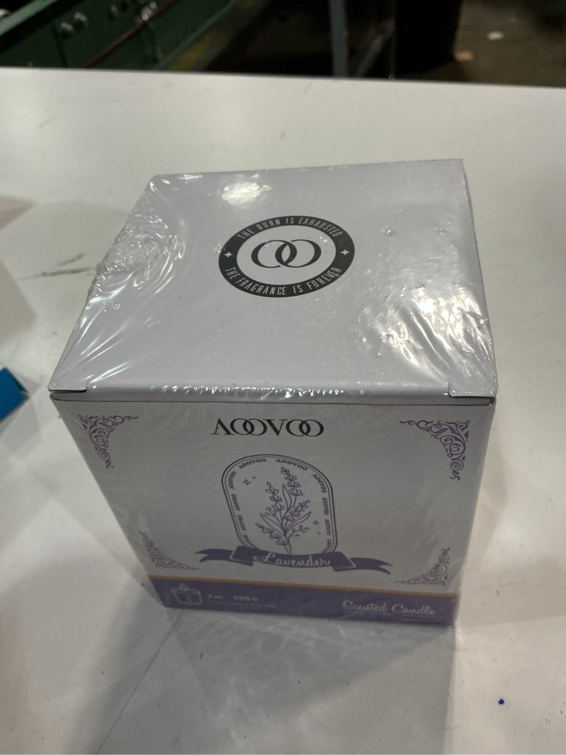 Condition photo showing New/Like New for AOOVOO Lavender Scented Candles for Women - Aromatherapy Candle with Crystals Inside, 7oz Soy Candles for Home Scented, Birthday Gifts Valentines Day Candle for Women Mom Lavender Scented Candles 7oz
