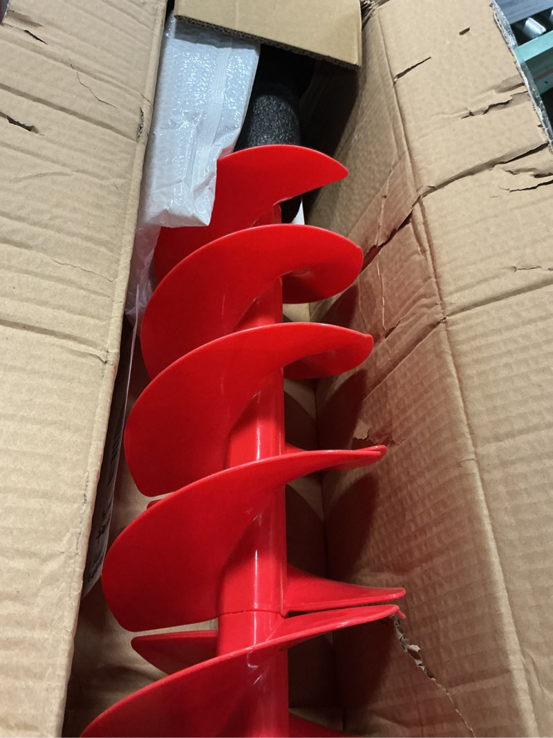 Condition photo showing As Is for 8" Ice Auger Bit with 2 Anchor Install Adapter 2 Adapter Head 1 Set Replacement Blade & Blade Protector Accessories Cordless Ice Augers for Fishing Gear Red, Black, Silver 8 Inch