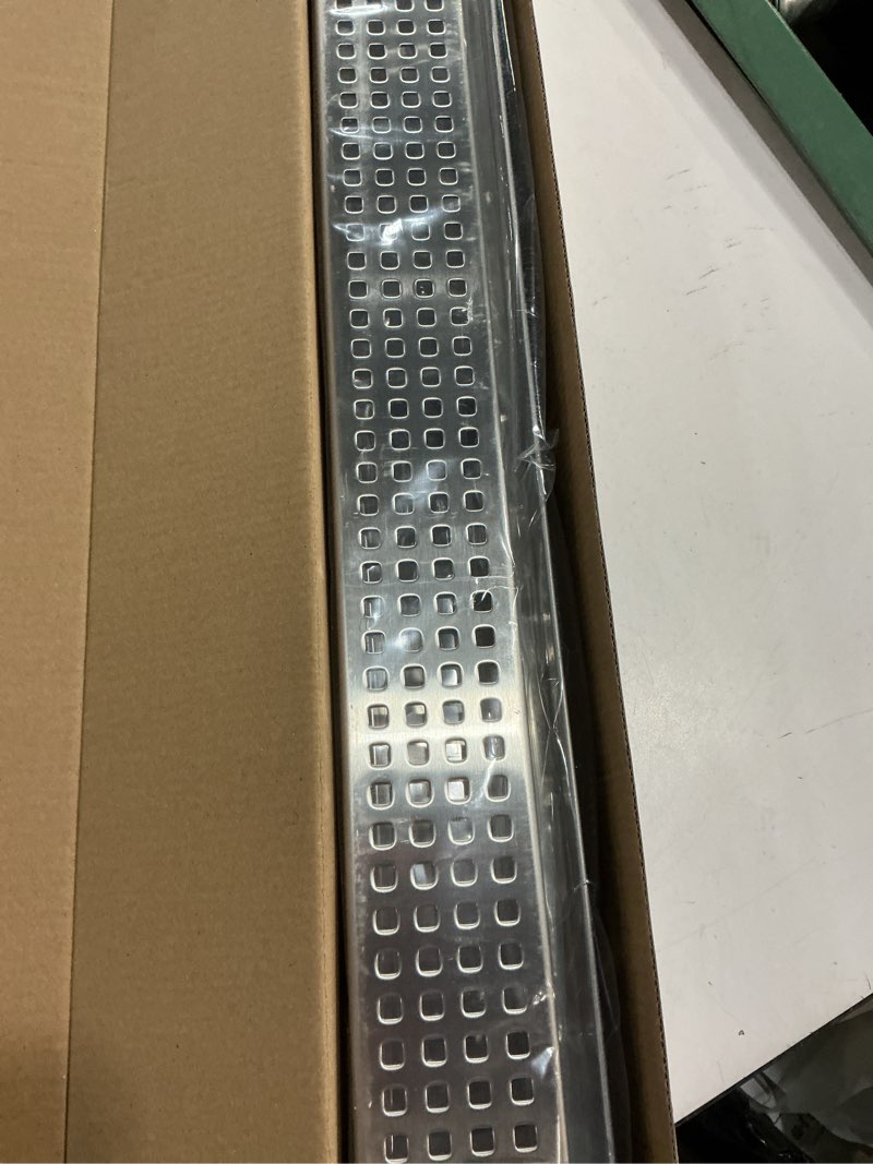 Condition photo showing New/Like New for WEBANG 24 Inch Linear Shower Drain Rectangular Floor Drain with Accessories Square Hole Pattern Cover Grate Removable SUS304 Stainless Steel CUPC Certified Brushed Brushed 24 Inch