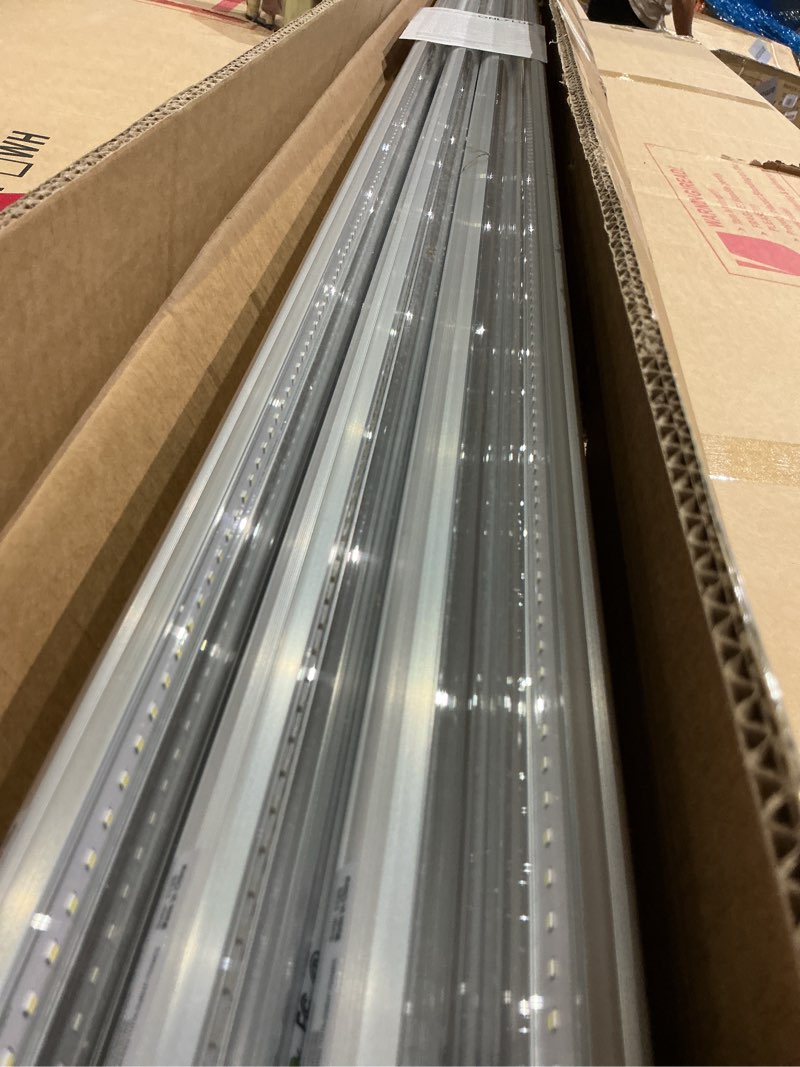 Condition photo showing As Is for onlylux 8 foot led lights, t8 96" 45watt fa8 single pin led shop lights 5850lm, ballast bypass, 6000k, f96 8ft led bulbs fluorescent replacement,workshop, warehouse, clear cover(12 pack)