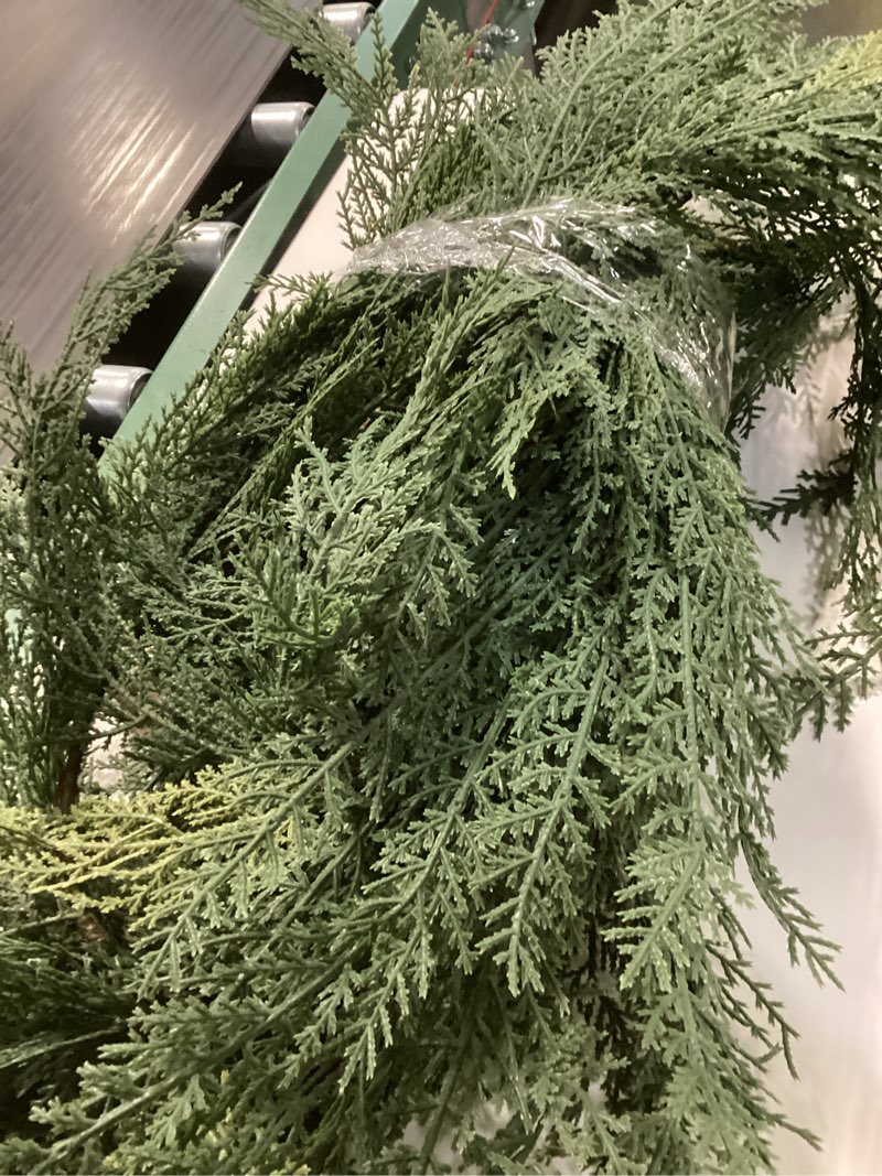 Condition photo showing Good Condition for Artgar 6 Ft Christmas Cedar Garland - Realistic Greenery Cypress Garlands - Real Touch Artificial Pine Garland Christmas Decorations for Outdoor Home Dining Table Mantel Stair Porch Winter Xmas Decor Green 6ft