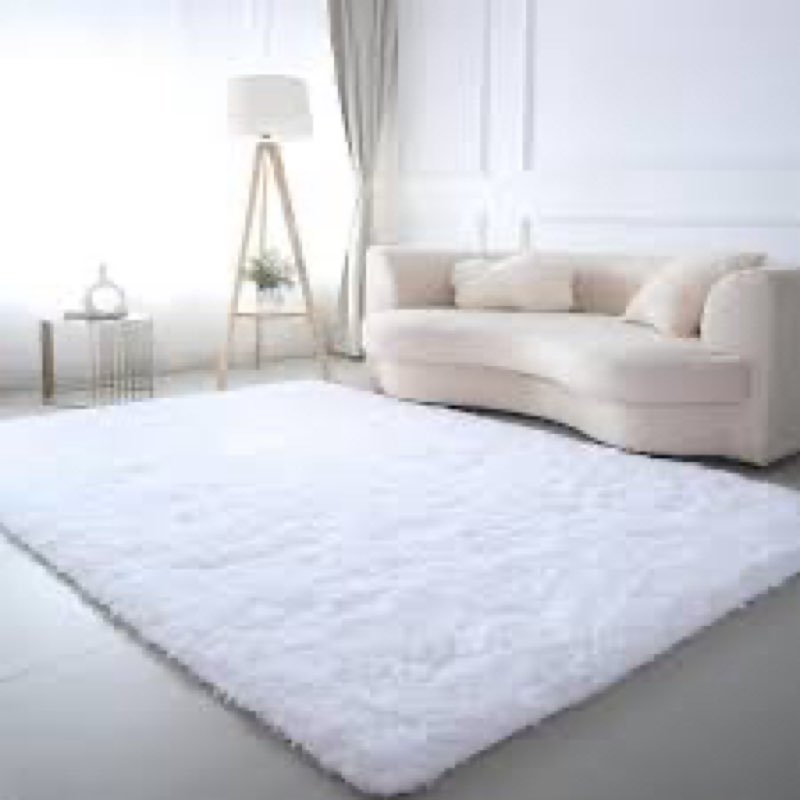 Checkered Area Rugs for Living Room 8x10, Fluffy White Checkered Rug Fuzzy Shag Shaggy Carpets for Bedroom, Soft Plush Furry Rug for Boy Girls Room Dorm Home Decor 8' x 10' (Rectangular) White