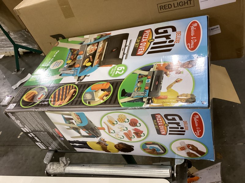 Condition photo showing New/Like New for Melissa & Doug Deluxe Wooden Barbecue Grill, Smoker & Pizza Oven, Toy Food & Kids Play Kitchen Accessories, Preschool Learning Toys for Girls & Boys 3+ - FSC Certified