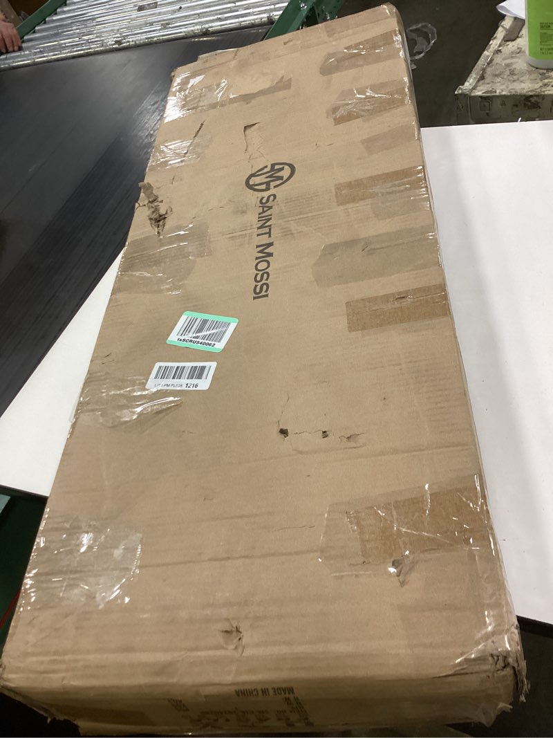 Condition photo showing New/Like New for Saint Mossi 2-Tier Brown Console Table for Living Room, Modern Narrow Entryway Table, Glass Sofa Tab