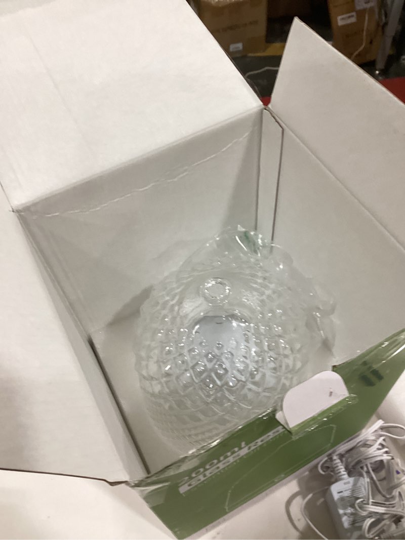 Condition photo showing New/Like New for Glass Essential Oil Diffuser, 200ml Ultrasonic Aroma Diffusers with Glass Reservoir Dome & White Plastic Base Lock Color Auto-Off Timer 7 Color Light for Home Office Bedroom Yoga