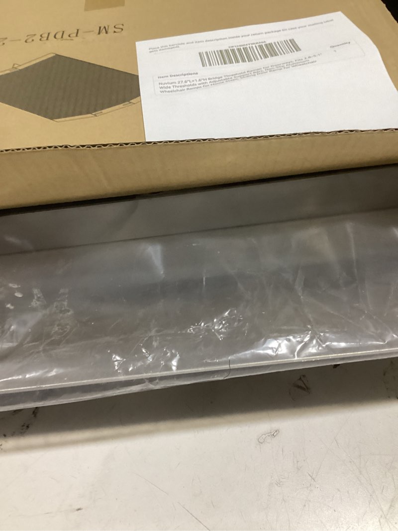 Condition photo showing Good Condition for 27.6"l×1.6"h bridge threshold ramps for doorways, fits 2.8–5.1" wide thresholds with adjustable support bars, non-slip aluminum wheelchair ramps for home steps, sliding door ramp for wheelchair 27.6"l & 2.8–5.1" wide
