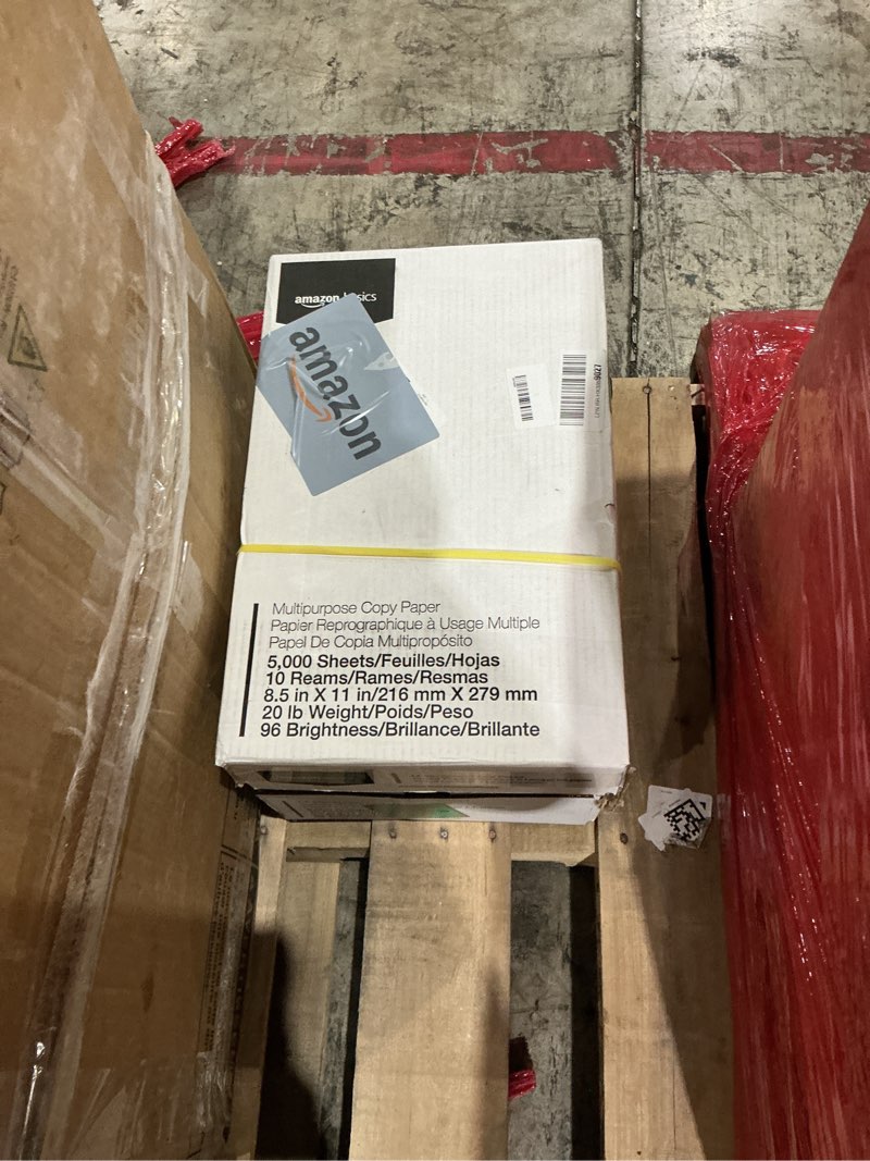 Condition photo showing As Is for amazon basics multipurpose copy printer paper, 8.5 x 11 inches, 20 lb weight, 96 bright, white, 10 ream (5,000 sheets) 5000 sheets (20lb)