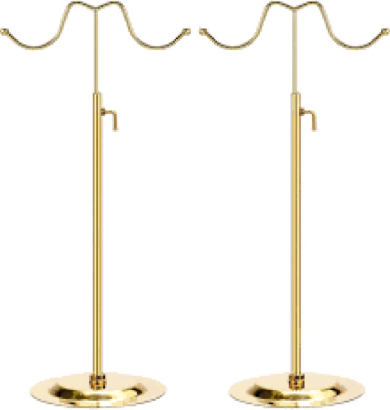 uxcell Purse Display Stand Set 2 Pack Adjustable Tabletop Double Hook Handbag Rack Metal Bag Holder 