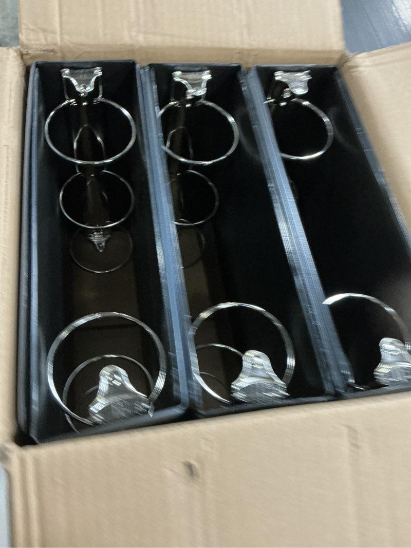 Condition photo showing New/Like New for ViVin 3 Ring Binder 3 inch with Clear View Cover, Large 3" Round Ring for Strength, Holds 600 Sheets of US Letter Size Paper, Office Home School, 6 Pack (Black) 3 Inch 6 Pack Black