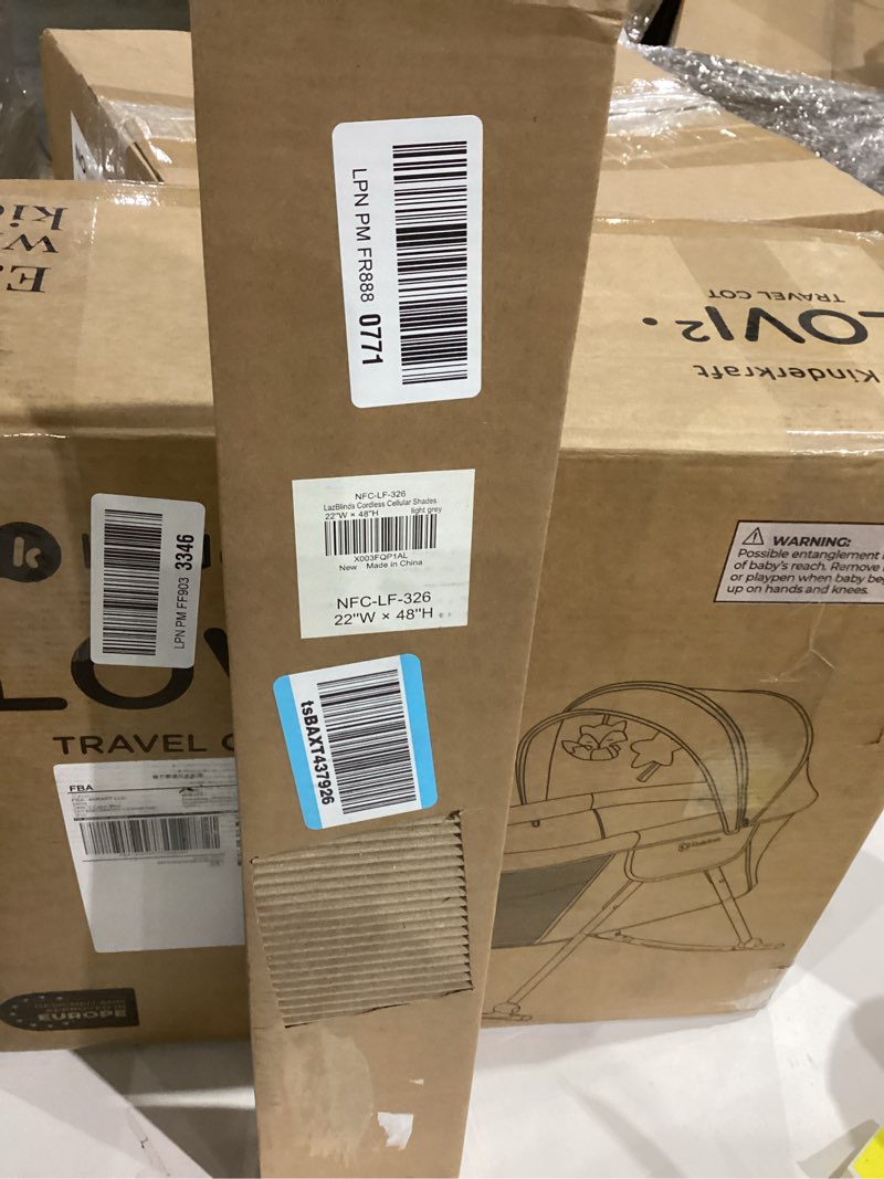 Condition photo showing New/Like New for LazBlinds Cordless Cellular Shades, No Tools No Drill Light Filtering Honeycomb Shades Pleated Blinds for Windows, 22'' W x 48'' H, Light Grey Light Filtering-light Grey 22'' W x 48'' H