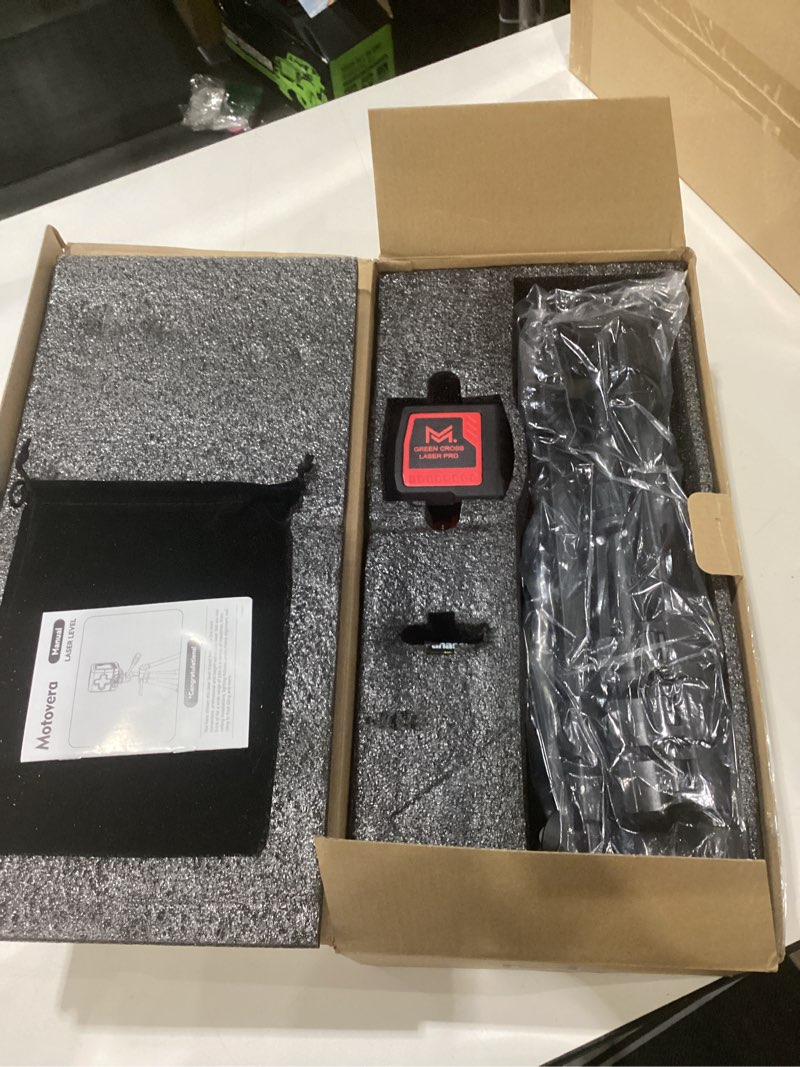 Condition photo showing New/Like New for Laser Level with Tripod, 100 feet Green Cross Line Self Rotary Leveling Laser Level, 4 Brightness Adjustment, Manual Self leveling and Pulse Mode,IP54 Waterproof Battery Carrying Bag Included 2Line-Tripod