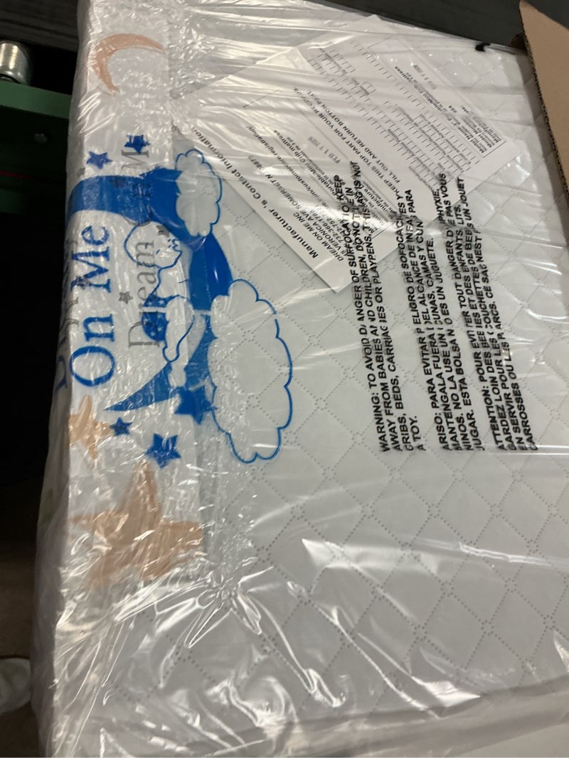 Condition photo showing Good Condition for dream on me holly 3” mini/portable crib mattress, greenguard gold & bsa certified, fits portable & mini cribs, lightweight fiber core, waterproof vinyl cover (38"x24"x3")