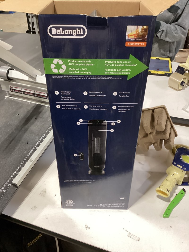 Condition photo showing Good Condition for Portable Space Heater, 1500W Ceramic Heating Fan with Thermostat, Remote Control, 3 Heating Modes, 70° Oscillation, Ideal for Office, Home, and Bedroom Use