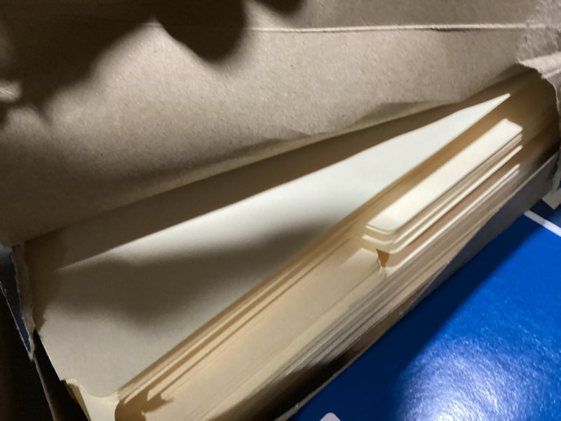 Condition photo showing As Is for office depot brand file folders, 1/3 cut, letter size, 30% recycled, manila, pack of 100 folders