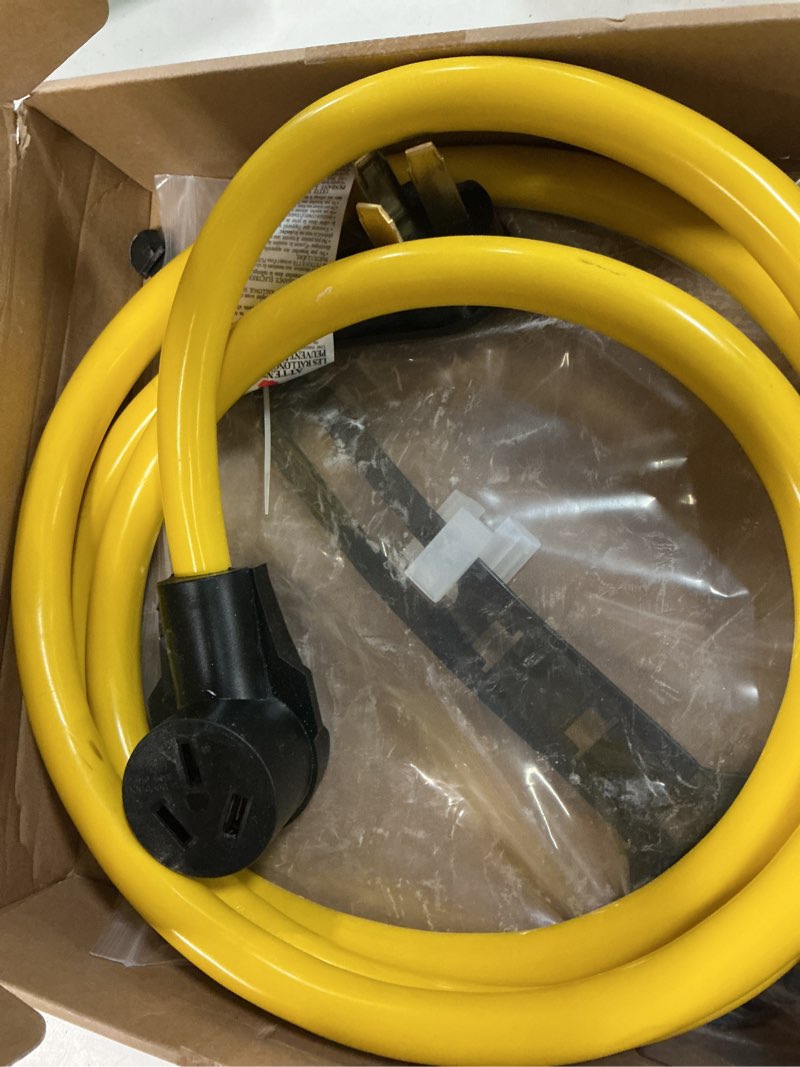 Condition photo showing As Is for relaxweex 10ft nema 10-50 50amp extension cord nema 10-50p male to 10-50r female, 50a 3 prong electric range oven stove extension power cord, stw 8 awg/3c gauge, 250v, 12500w, etl listed 10 ft