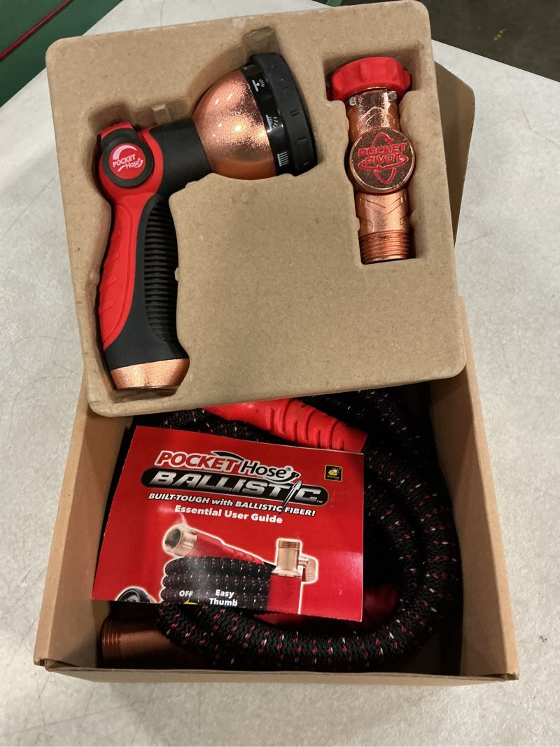 Condition photo showing Good Condition for pocket hose ballistic 25 ft expandable garden hose w/pocket pivot swivel connector, anti-burst sleeve reinforced with bulletproof fiber, lightweight, no-kink, compact, uv-protected, as seen on tv
