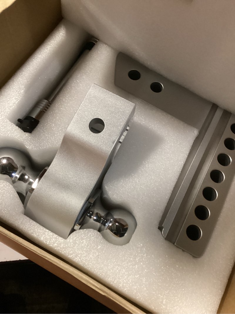 Condition photo showing New/Like New for drop hitch for 2 inch receiver, 8 inch adjustable trailer hitch, 12,500 lbs gtw truck hitch, (2" & 2-5/16") chrome ball mount, class iiv & iv aluminum tow hitches, 2 anti-theft pins locks for 2 receiver