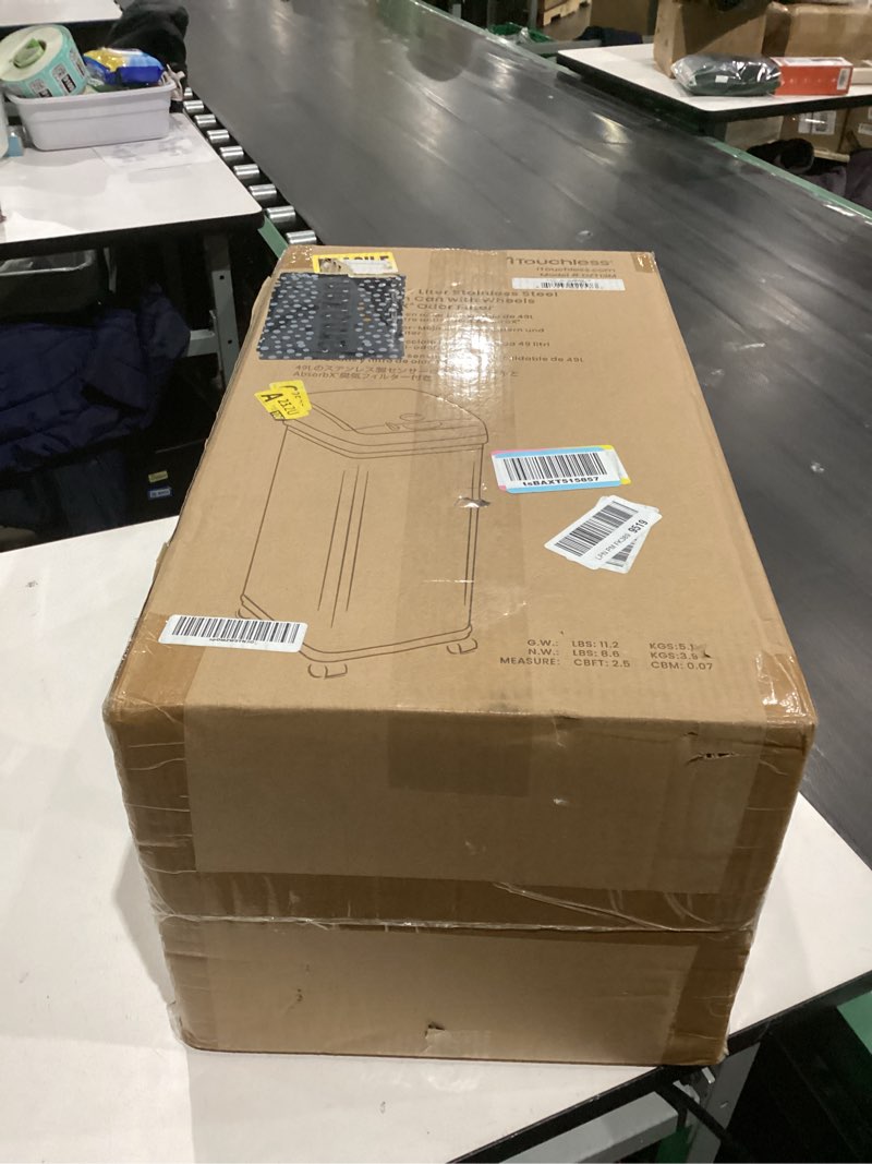 iTouchless Rolling 13 Gallon Sensor Kitchen Trash Can with Lid and Wheels, Odor Filter, Stainless St