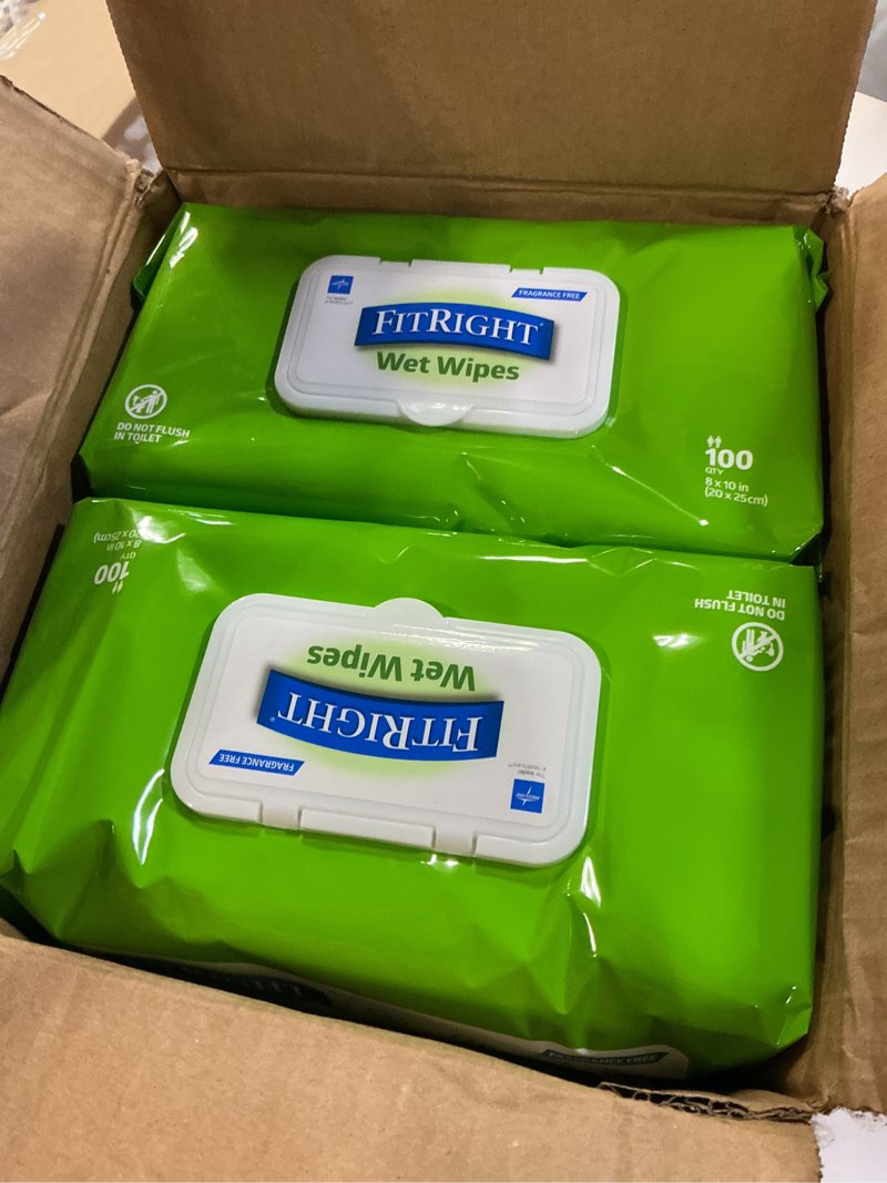 Condition photo showing New/Like New for fitright personal cleansing wipes with aloe (8x10 inch) | 600 pieces moisturizing body wipes for adults bathing and incontinence cleaning | unscented cloth adult wipes for elderly care