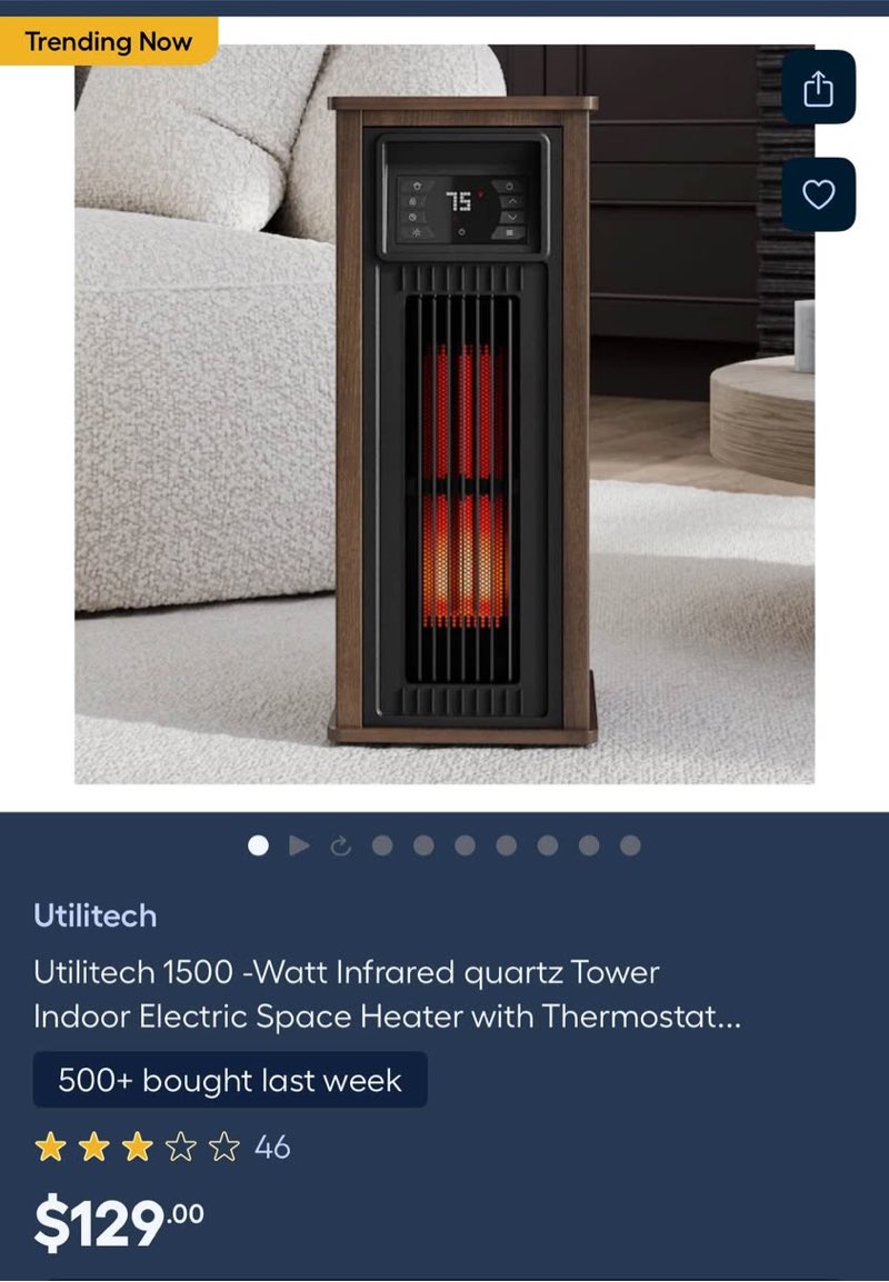 Utilitech Utilitech 1500 -Watt Infrared quartz Tower Indoor Electric Space Heater with Thermostat...