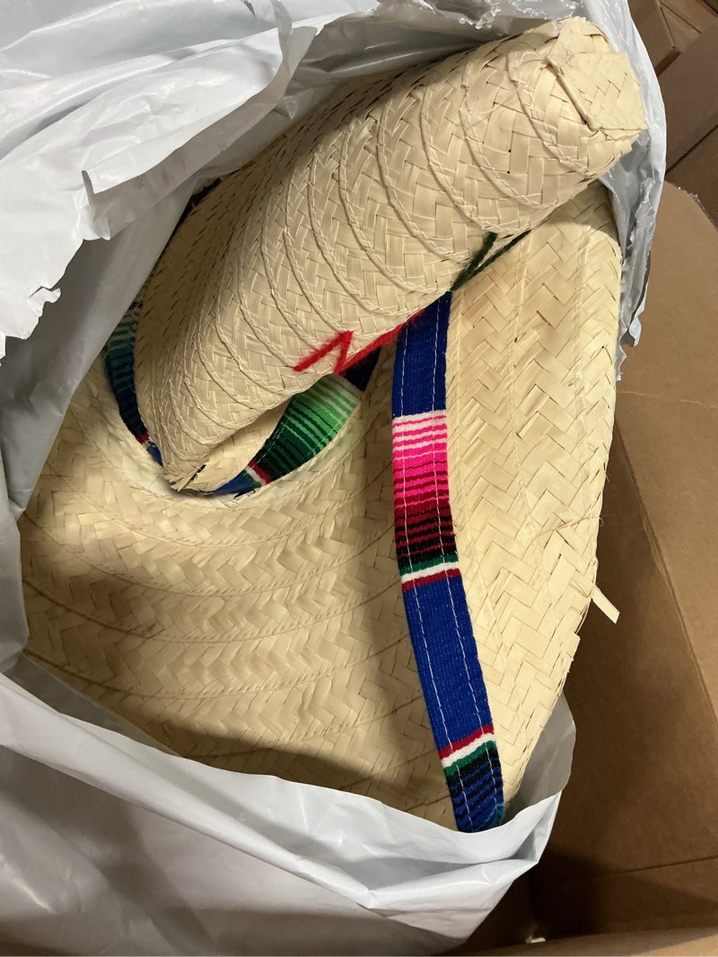 Condition photo showing As Is for Nicky Bigs Novelties Giant Mexican Sombrero Oversized Traditional Charro Hat for Men Women Handmade 
