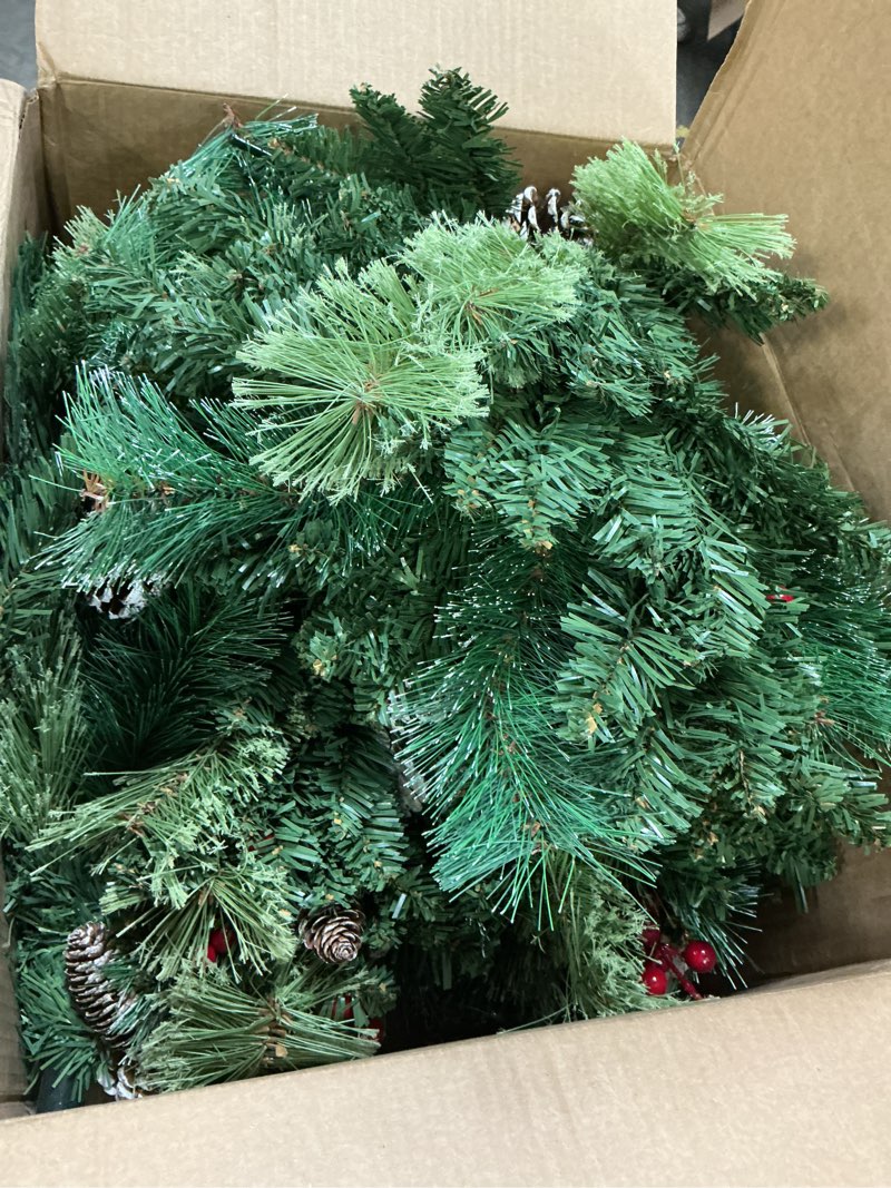 Condition photo showing Good Condition for Outdoor Christmas Tree 2 Pack 33" Christmas Urn Filler with 50 Warm&Colorful Lights, Artificial Xmas Tree 8 Modes Timer,Mixed Tips Pinecones Red Berries Battery Operated for Pathway Yard Porch Planter