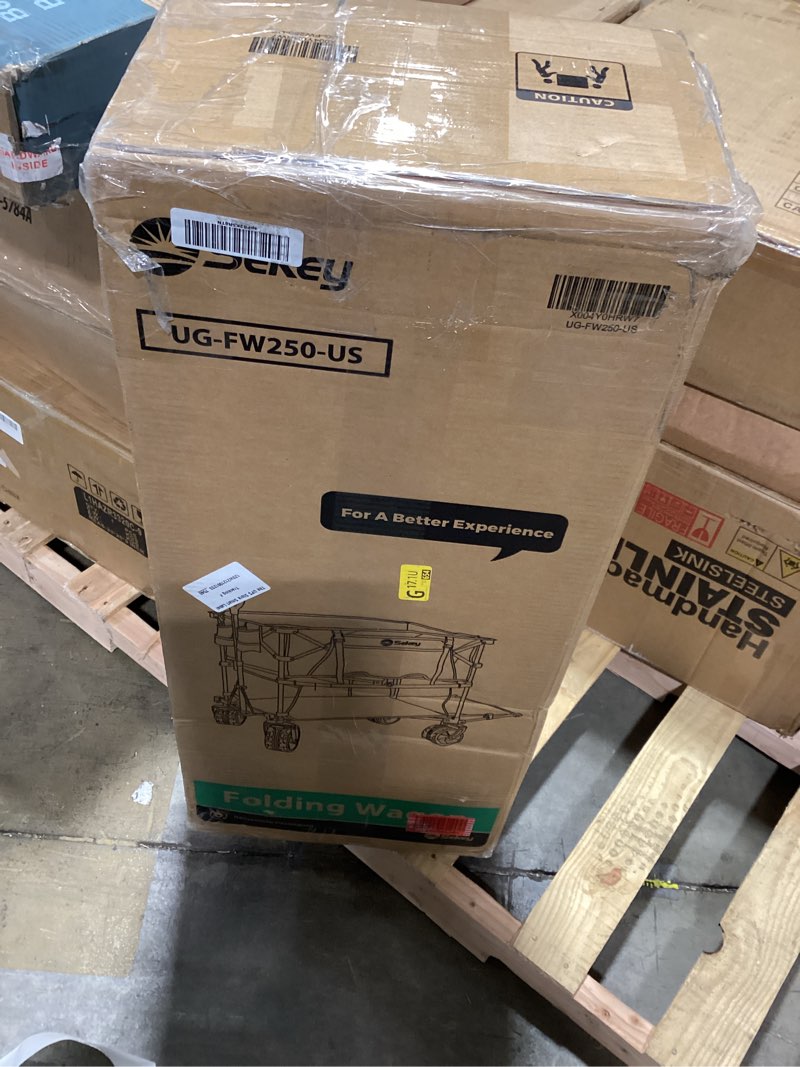 Condition photo showing Good Condition for sekey 500lbs heavy duty double decker wagon with extender, 400l large capacity collapsible garden cart fits 10x10 canopy, all-terrain big wheels with brakes, foldable utility wagon for sports, camping navy blue
