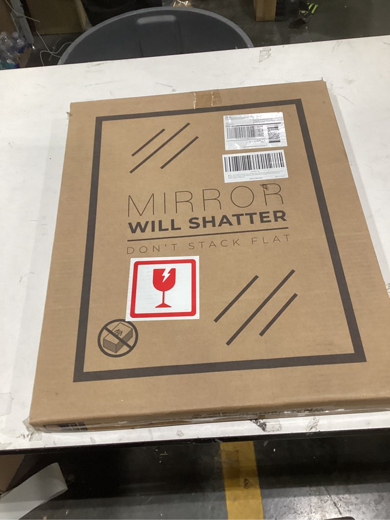 Condition photo showing New/Like New for HOMECOOKIN Rustic Wood Wall Bathroom Mirror, 16 x 20", Black Frame