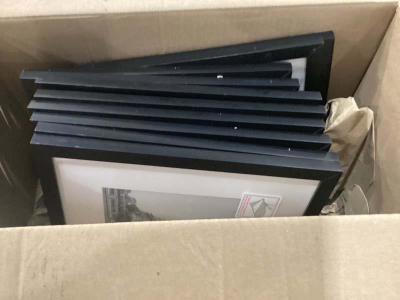 Condition photo showing New/Like New for upsimples 8x10 picture frame set of 10, display pictures 5x7 with mat or 8x10 without, multi photo frames collage for wall or tabletop display, black black 8x10