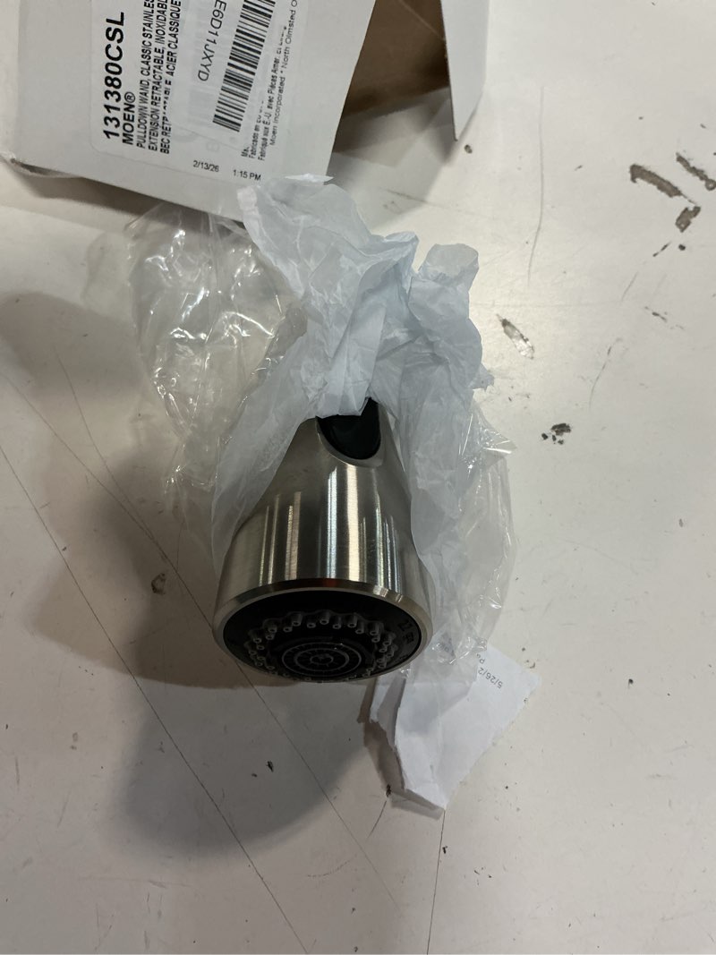 Condition photo showing Good Condition for moen classic stainless replacement pulldown kitchen faucet spray head, 131380csl