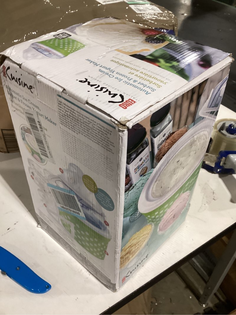 Condition photo showing New/Like New for Euro Cuisine Ice Cream, Sorbet & Frozen Yogurt Maker, Homemade Gelato & Soft Serve Kids Ice Cream Maker Machine with 4 Glass Cups - Double-Insulated Freezer Bowl, Mixing Paddle, Lid - 1.5 Quart 1.2 Green