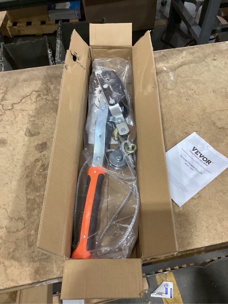 Condition photo showing New/Like New for vevor come along winch, 5 ton (11,023 lbs) pulling capacity, 11.5 ft steel cable, 3 hooks, heavy duty ratchet power puller tool with dual gears, automotive hoist cable puller ideal for vehicle rescue