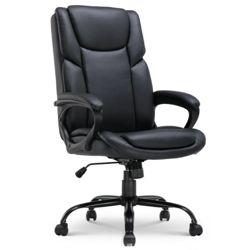 mainstays executive ergonomic high back leather home office desk chair, black