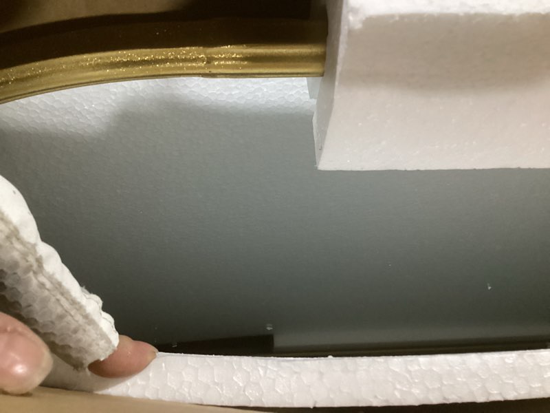Condition photo showing As Is for gold bow full length mirror standing full body decorative floor mirrors for bedroom, living room and cloakroom 55" l x 21" gold 55"l x 21"w