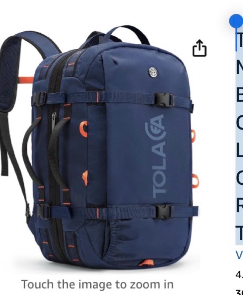 tolaccea travel backpack for men women, 40l-50l carry on backpack with wet dry compartment, flight approved laptop daypack fits 15.6", convertible expandable large rucksack duffel bag for work travel