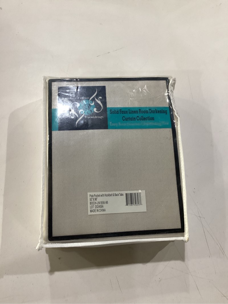 Condition photo showing As Is for hpd half price drapes - faux linen curtains for living room (1 panel) - 50w x 96l - textured room darkening curtains for bedroom 96 inches long - drapes for home decor, birch taupe birch 50"w x 96"l (pack of 1)
