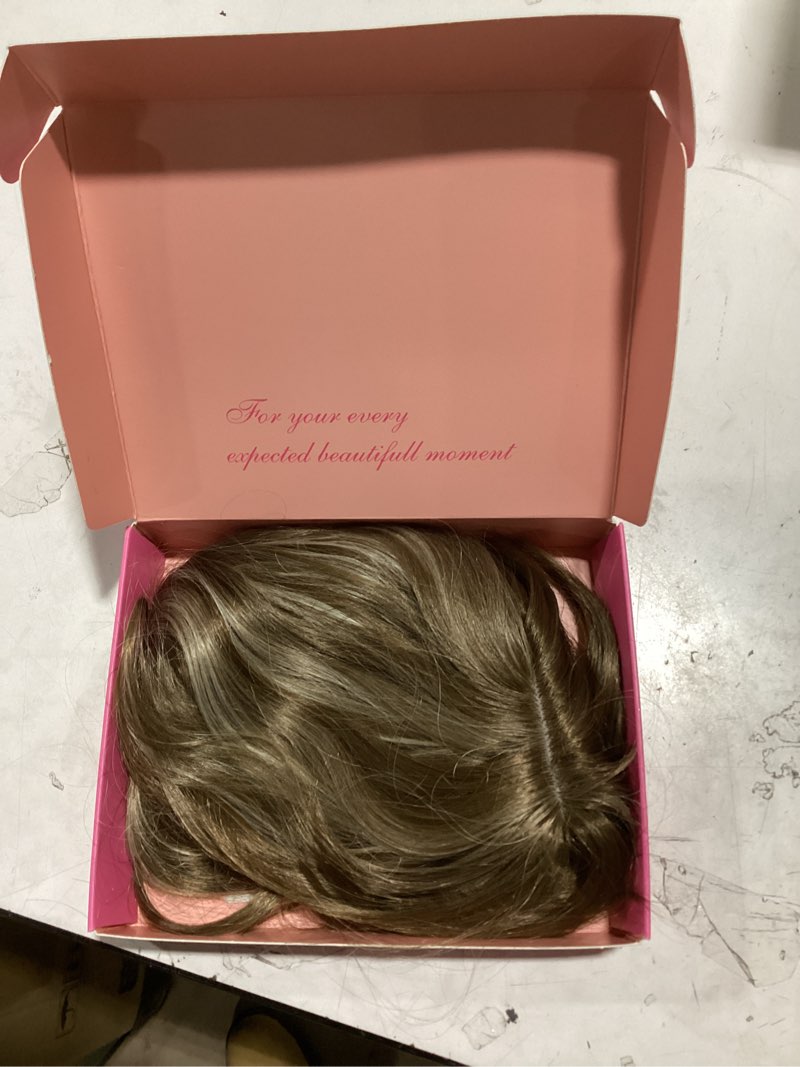 Condition photo showing Good Condition for paneway 20 inch hair toppers for women synthetic fiber topper with natural waves, clip-in hairpiece for thinning hair, adds volume & length, lightweight & breathable (light brown with ash highlights) 20 inch light brown with ash highlights