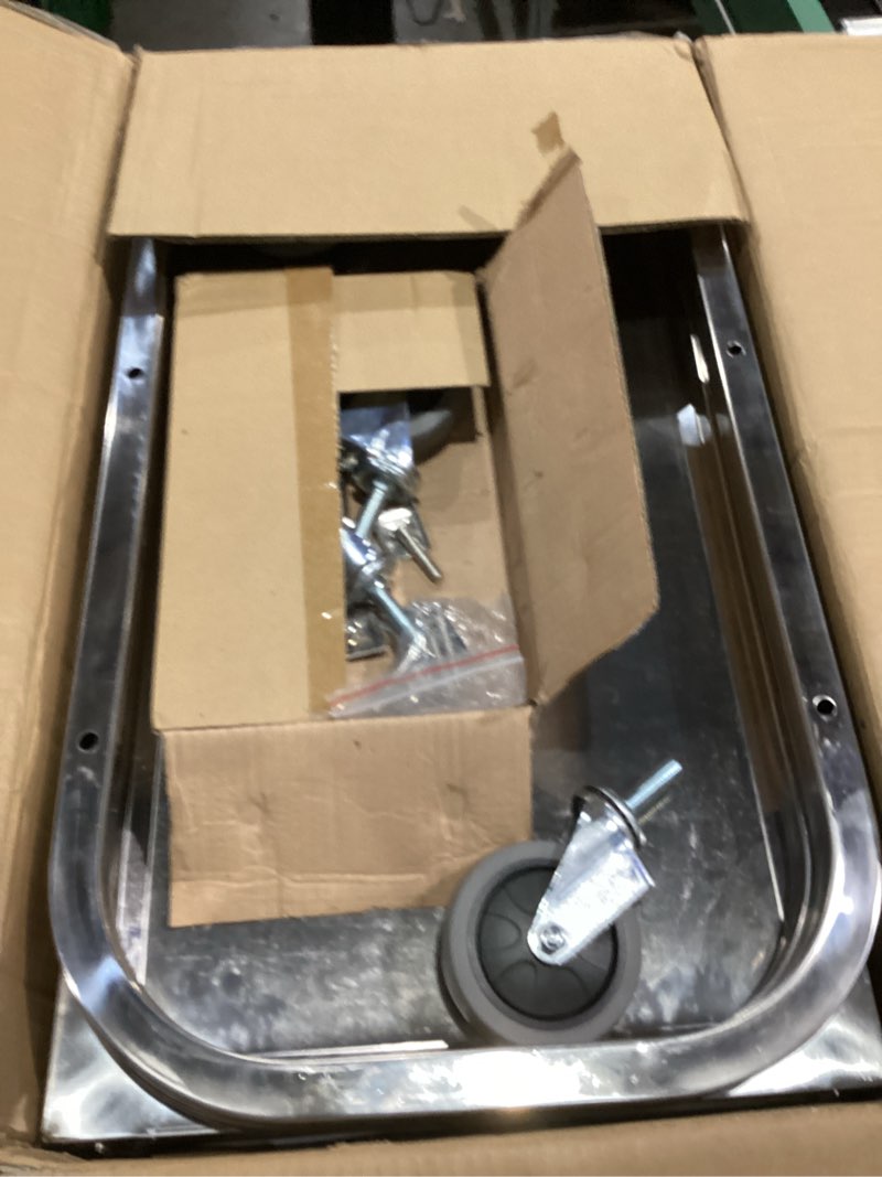 Condition photo showing As Is for DRM 3 Tier Stainless Steel Catering Service Cart Kitchen Trolley Kitchen Car Shelf Utility with Wheels 75 * 40 * 83.5CM