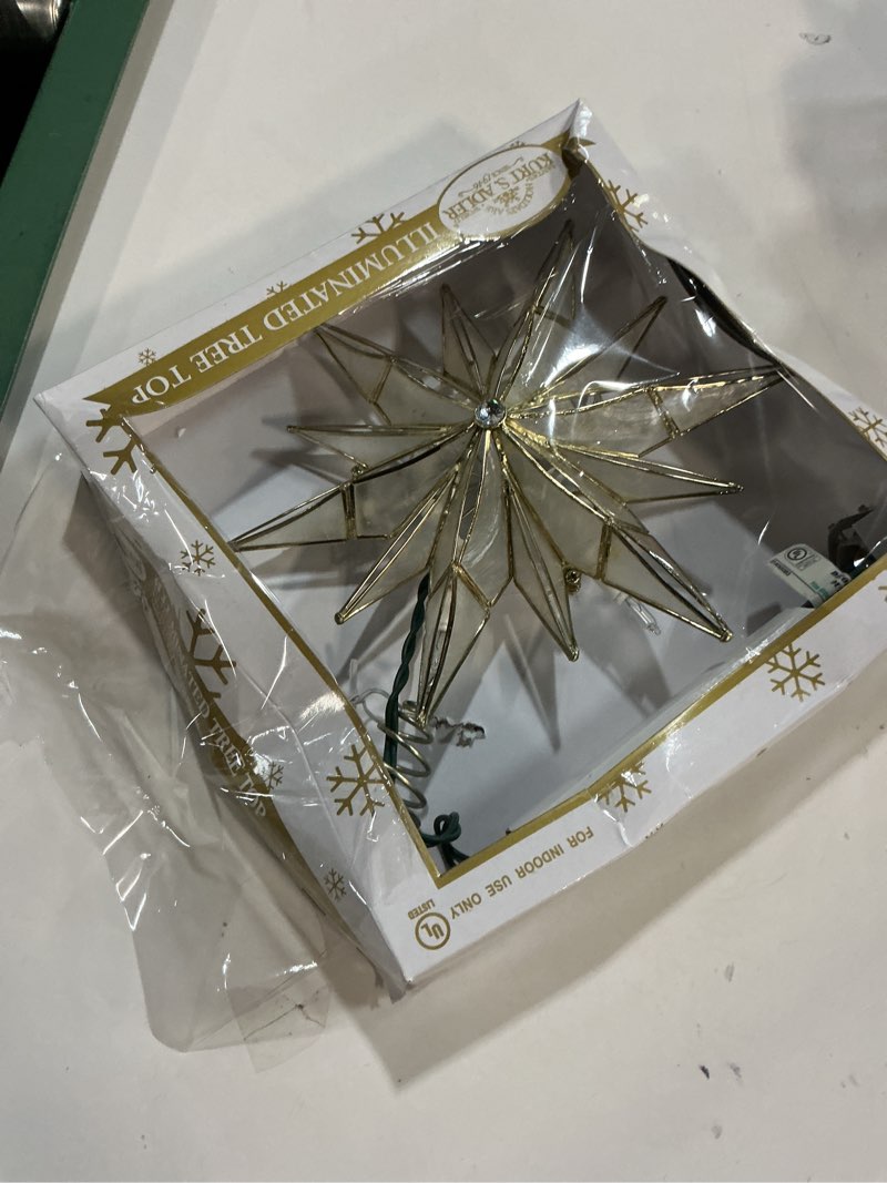 Condition photo showing Good Condition for Kurt Adler 10-Light 12-Point Capiz Star and Center Gem Treetop Incandescent