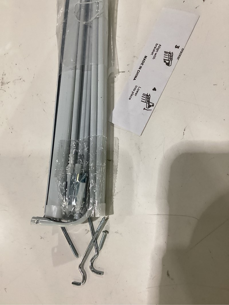 Condition photo showing As Is for yafa home fashion heavy duty single standard adjustable curtain rod hardware included(white, 66"-128") white 66" - 128"