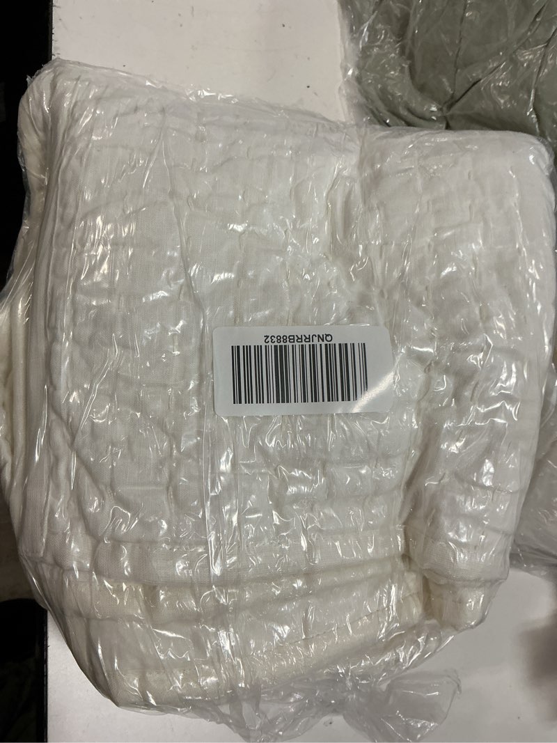 Condition photo showing Good Condition for european linen cotton stitch sham set, king, ivory