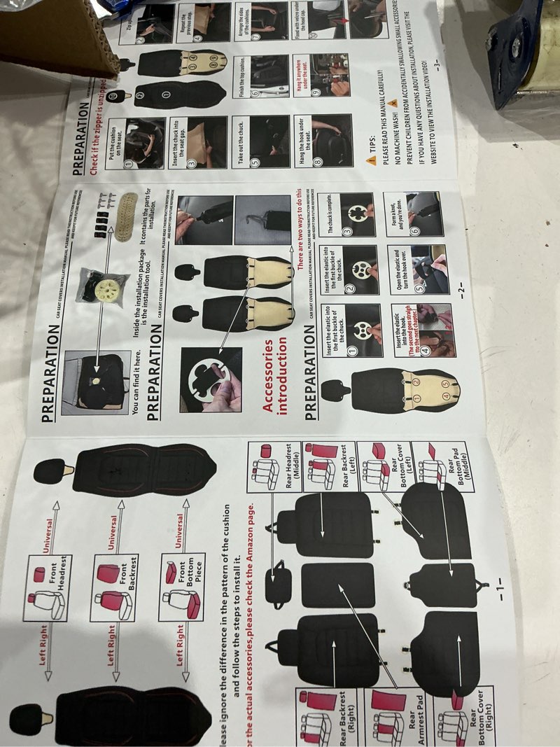 Condition photo showing Good Condition for seat covers faux leather, black & beige