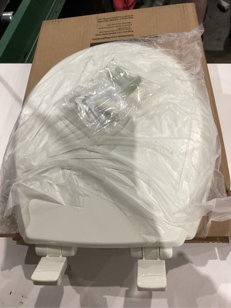 Condition photo showing Good Condition for mayfair cassel slow close toilet seat, easy clean, non slip premium wood seat, easy install, made in usa, round, biscuit seat round