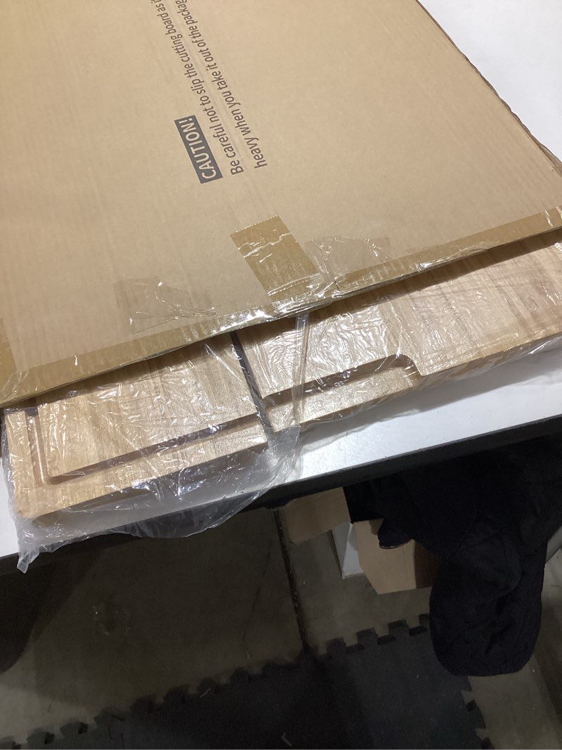 Condition photo showing As Is for 24x18 Inch Large Cutting Board for Kitchen, Bamboo Wood Butcher Block Chopping Board with Handles and Juice Grooves, Reversible Cheese Board Charcuterie Serving Tray Light Brown 24"L x 18"W